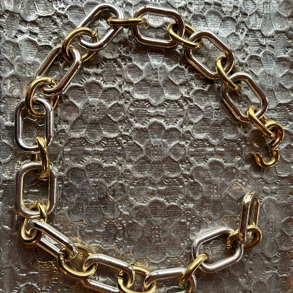 Ralph Lauren Gold & Silver Link Necklace with Open/Close Link - 16" in Length